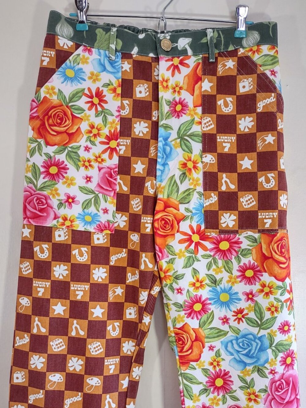 Big Bud Press MisMatched Work Pants Size Medium Cargo Floral Lucky Accents - Picture 13 of 15